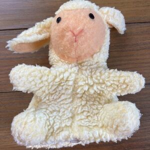 1981 Vintage Fisher Price Lamb Hand Puppet Plush Security Lovey Yellow Sheep